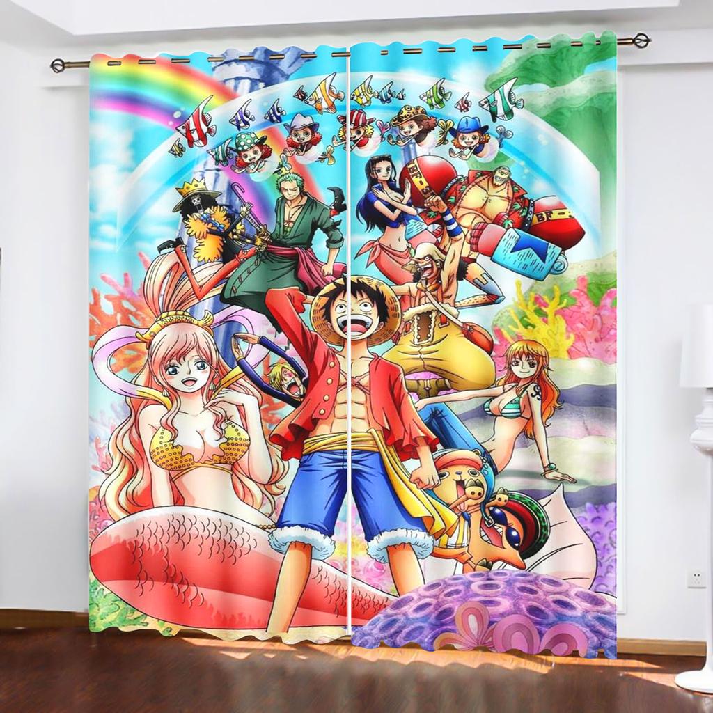 Rideau de dessin animé Monkey D Luffy pour la maison, une pièce, mignon, imprimé, filtrant la lumière, pour salon, chambre à coucher, protection contre la chaleur et le soleil