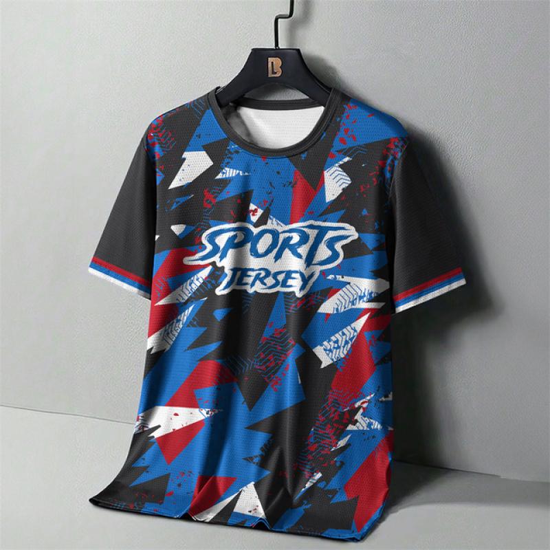 Men's Fitness T-Shirt Casual Short Sleeved Tees Gym Sports T-Shirt For Men Quick Drying Clothes Top Oversized Tshirt Streetwear