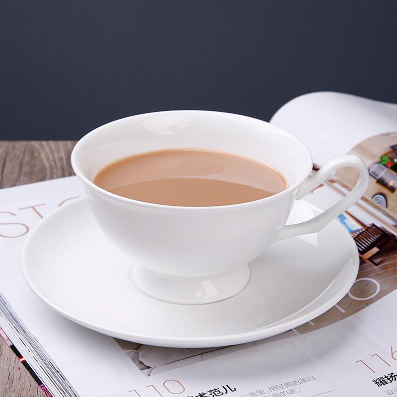 Simple Bone China Coffee Cup and Saucer Pure White Creative Ceramic Coffee Cup Flower Tea Cup Household 150ml Milk Cup Water Cup