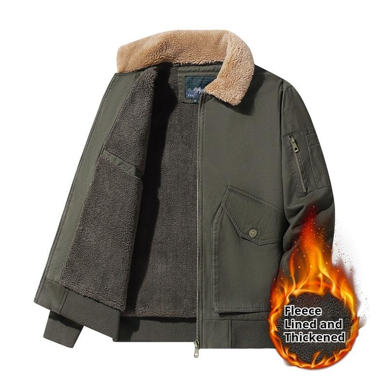 

Men s Winter Warm Jacket Lambskin Coat Plus Velvet Thick Lapel Casual Cotton Coat XXXXL