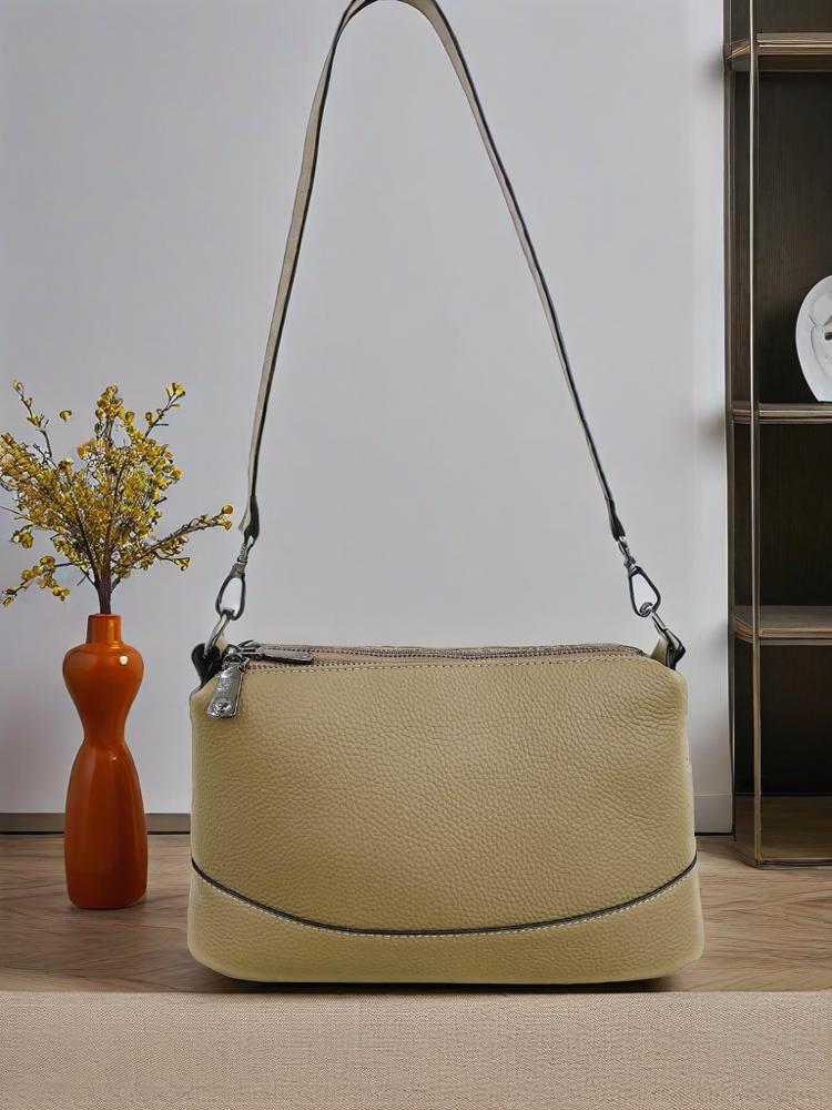 

2025 Women s Genuine Leather Crossbody Bag, Multi-Layer Zipper, Large Capacity Cowhide Shoulder Bag for Moms 27x14x10 cm