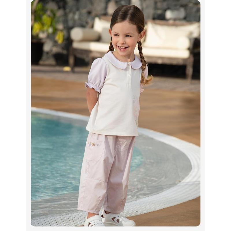 David Bella Girls' Polo Shirt New Summer Dress Children's Short Sleeve T-shirt Middle and Large Children's Stylish Top