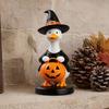 DYS Halloween Goose Figurine, Witch Hat Resin Ornament, Cute Ghost Statue for Tabletop Mantel Shelf Holiday Decoration