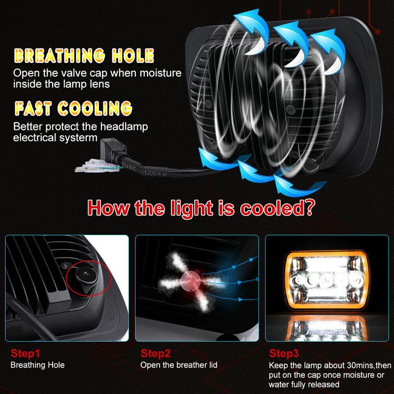 Vierkante 7-inch Koplampen 5x7 Met Opening Angel Eye Tweekleurig Groot- en Dimlicht Lamp Voor Jeep Wrangler Off-road Truck DRL Koplampen