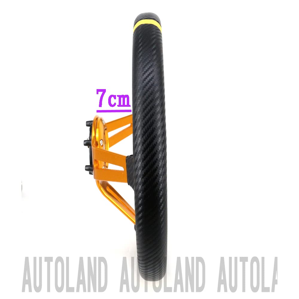 ALTEED Sports Steering 350mm Deep Cone Gold Spokes with Carbon Fiber for Aftermarket Cars Wheel, Model, Design,