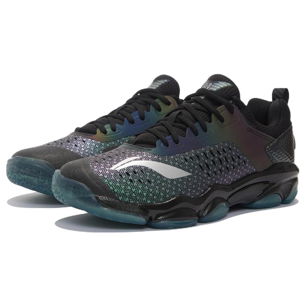 Li Ning Sonic Boom 1.0 Amorti Dégradé Antidérapant Résistant à l'Abrasion Basse Tige Chaussures de Badminton Homme Noir Bleu AYZN009-16