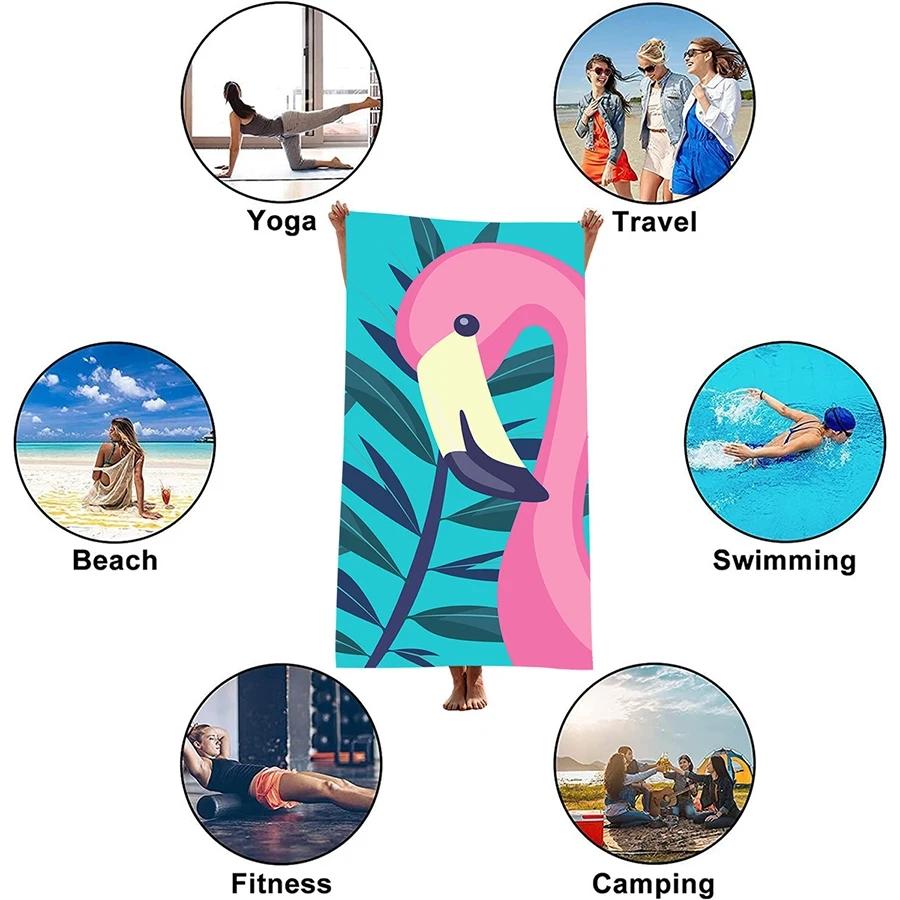 1 Microfiber Printed Beach Towel Sunscreen Adult Travel Absorbent Quick Dry Beach Towel Mandala Flamingo Pattern