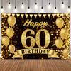 Happy Birthday Luxury Black Gold Backdrop 30th 40th 50th 60th Birthday Party Decor Banner Photography Background Studio Props
