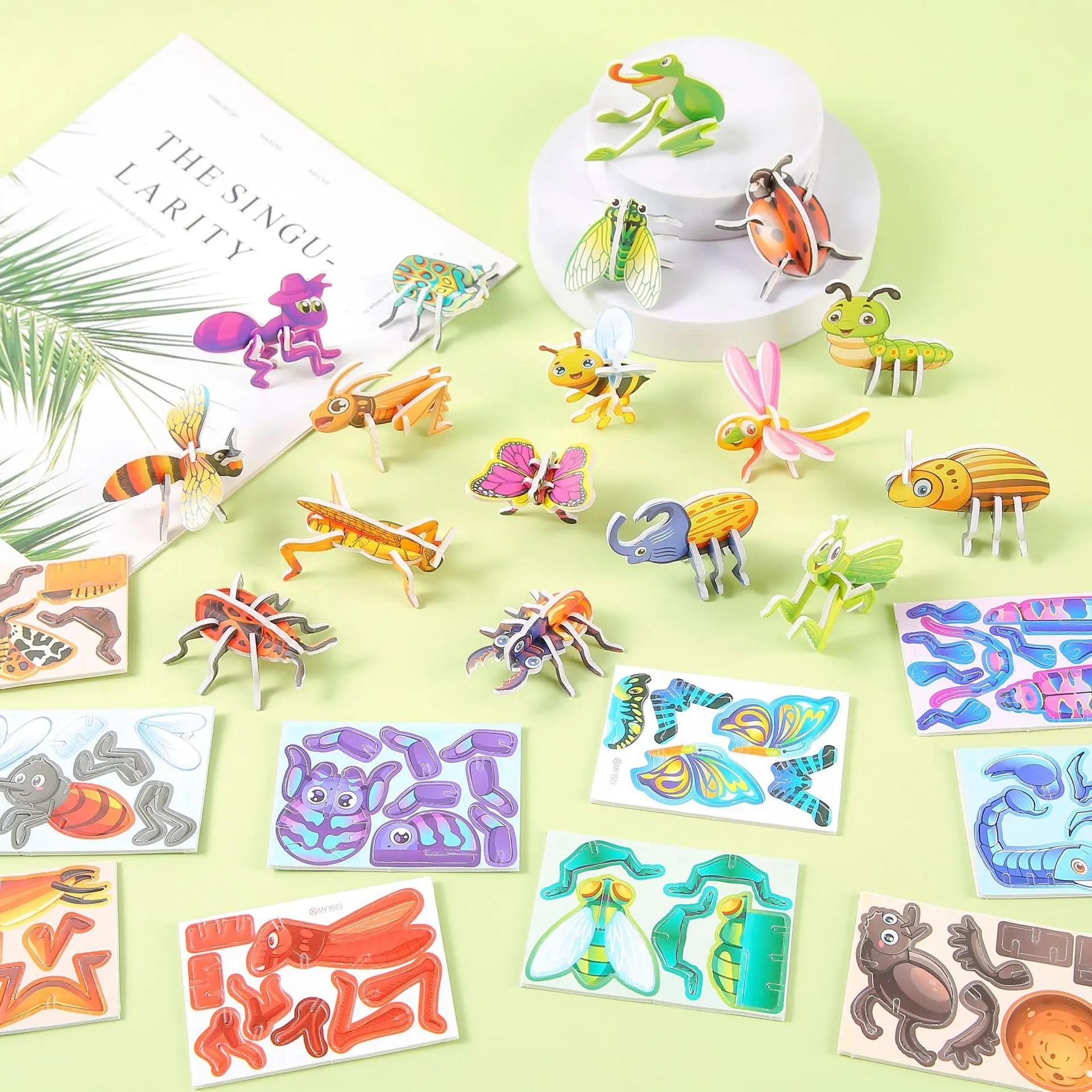 30Pcs Children s 3D DIY Puzzle Mini Aircraft Tanks Animal Dinosaur Model Paper Jigsaw Puzzles Early Educational Toy for Kids