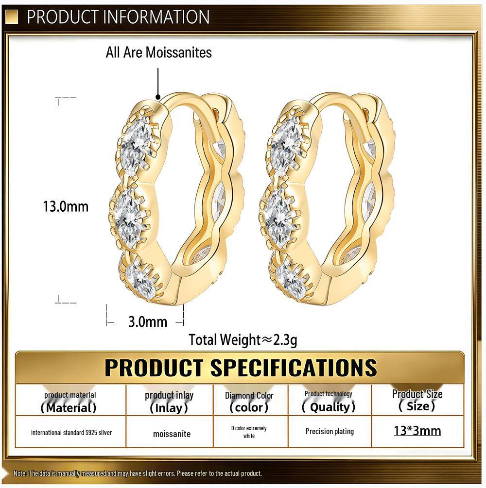 Moissanite Sterling Silver Fashion Earrings: Versatile, Trendy, Minimalist Ear Studs for Exquisite Style