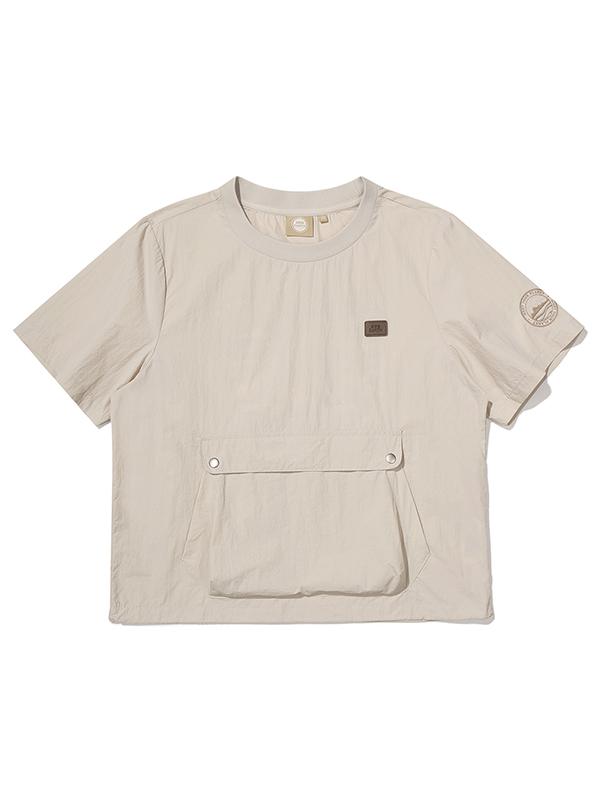 BBC EARTH W Kangaroo Pocket Woven Round T-Shirt_Cream