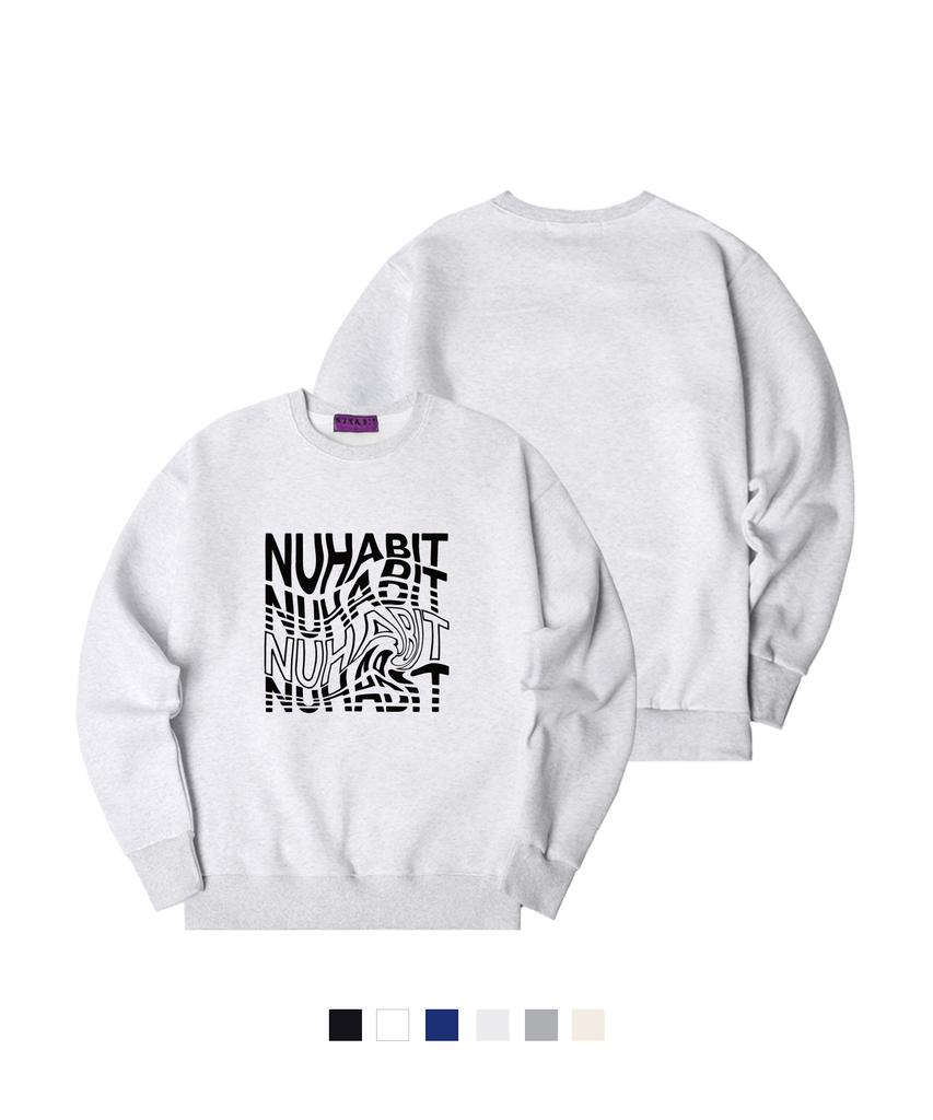 NUHABIT N/H Distortion Logo Oversized Fleece-Lined Sweatshirt (Som4-4Nh1254)