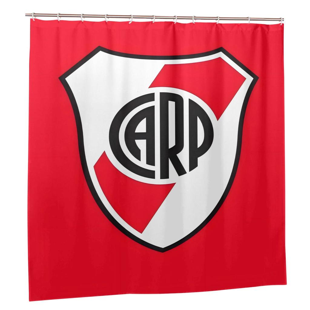 Club Atltico River Plate Logo Shower Curtain - Removable Polyester Bathroom Decor With Grommet Top, Vibrant Red & White Team De