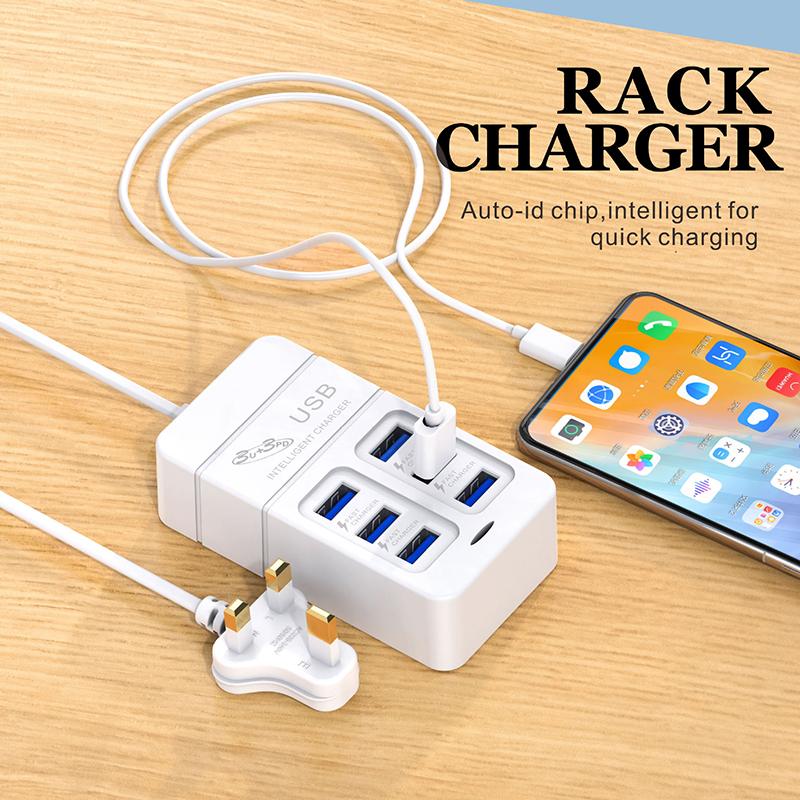 Eu US Plug Încărcător USB Multiport 35W Pd Tip C Încărcător de perete Încărcare rapidă Adaptor Hub USB 6 porturi Telefon mobil Încărcător rapid USB