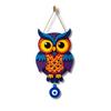 Owl Shape Wooden Wall Hanging For Home Décor, Evil Eye Decoration - 18 X 30 Cm