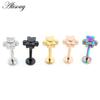 Alisouy 1PC Aço Inoxidável Pegadas de Cachorro Folha 16G Tragus Helix Bar Labret Anel de Lábios Cartilagem Orelha Brinco Piercing Jóias Corporais