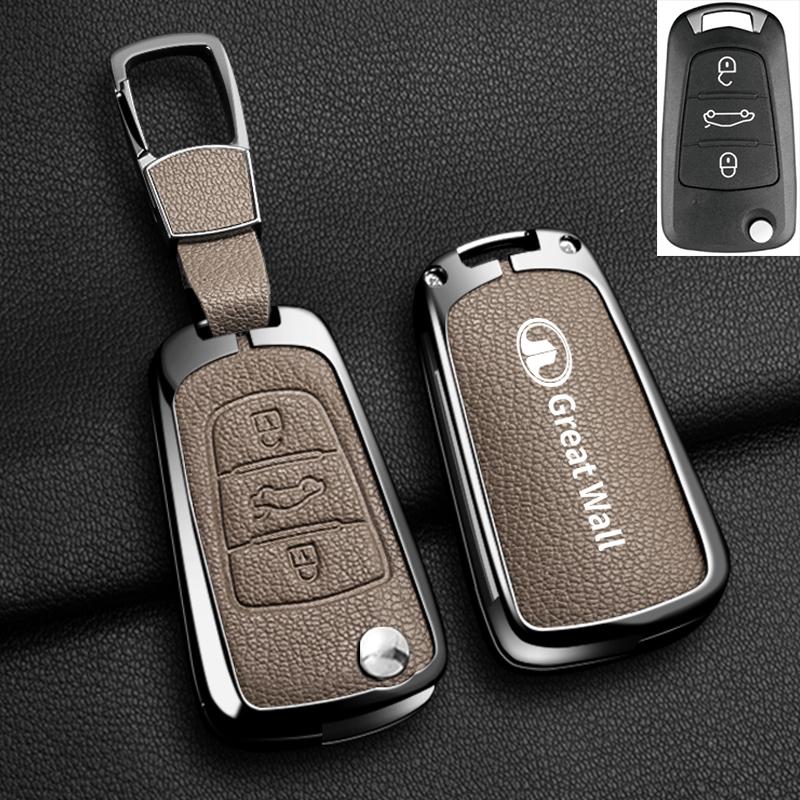 Alloy Auto Key Fob Cover Case Fit For Great Wall Haval Series Hover Series Wingle 5 6 H3 H5 H6 Series H1 Series H3 C30 C50 M4 3Buttons Housing Bag