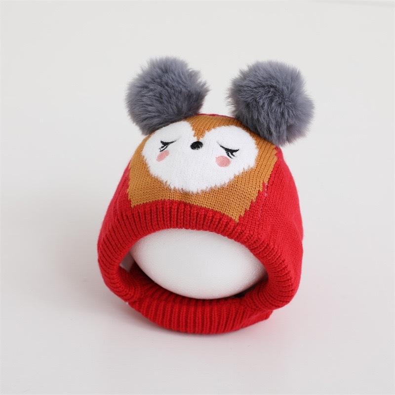 Children's hats Winter warm velvet ear caps Boys and girls snow caps Cute cartoon cold-proof baby knitted hats