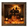 DIY Seasonal Light Box Display, Wood Case Frame Ornament with Soft Lighting for Shelf, Entry Stand, and Fall Party Use