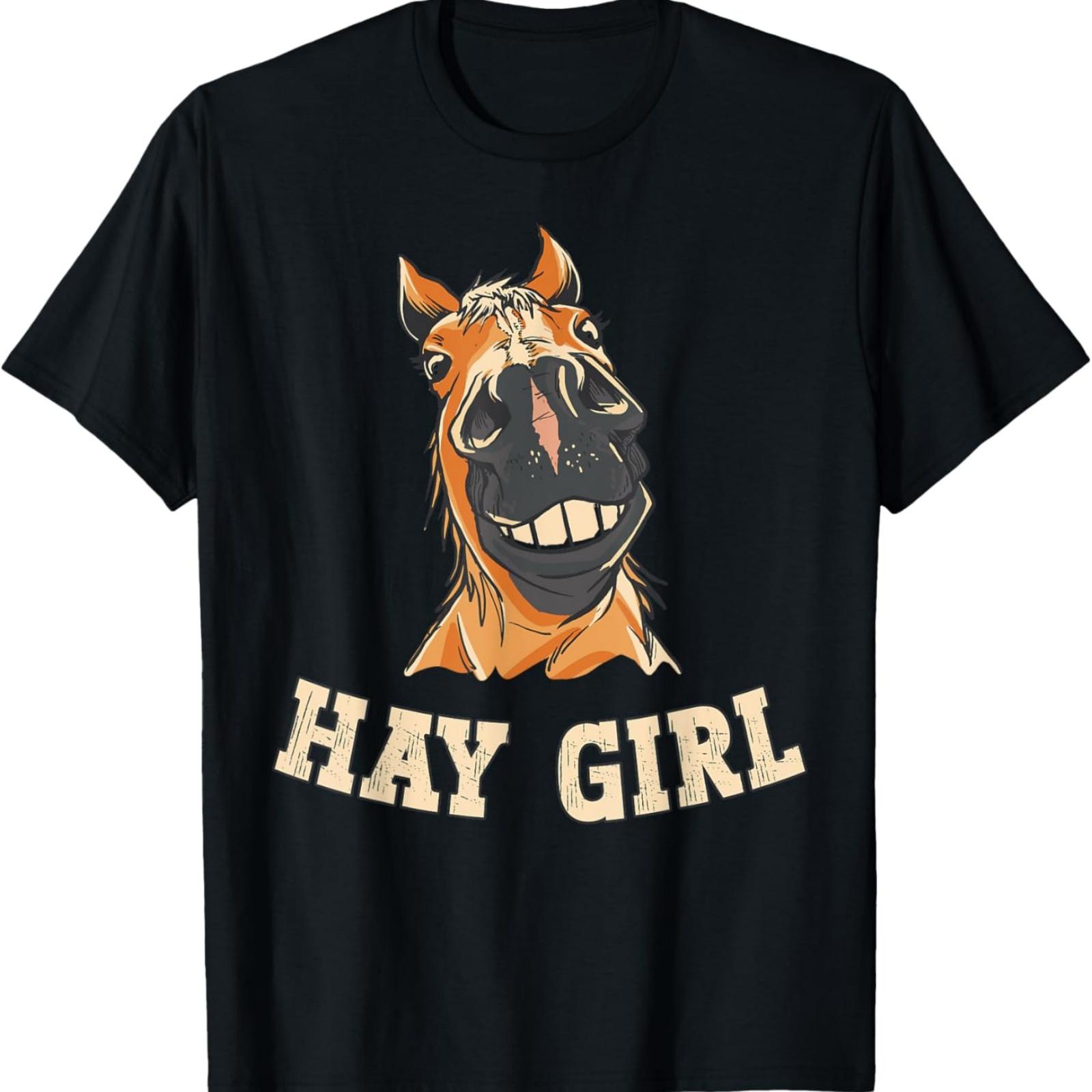 Men s Black Funny Horse T-Shirt S