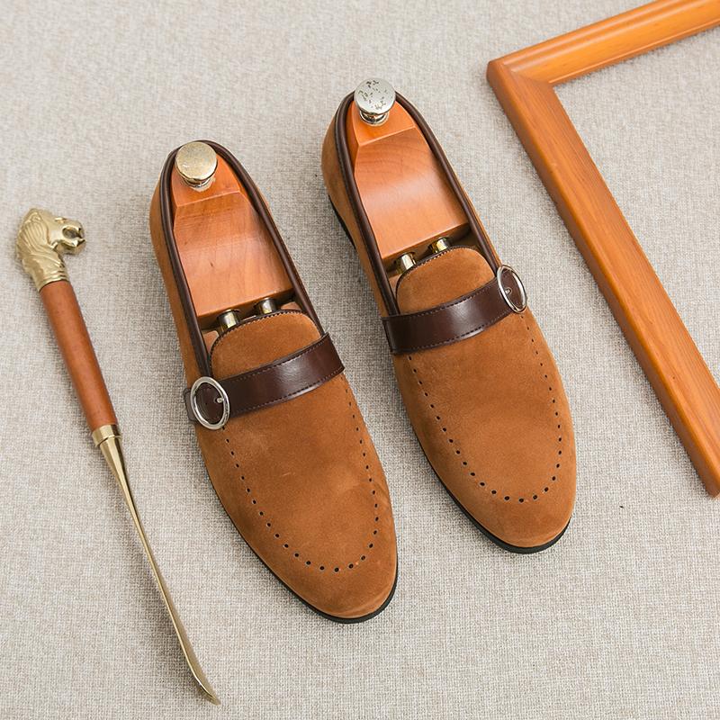 Fashion New Men's Comfortable Soft Bottom Pointed Lefu Shoes Spring Brand Men's Edge Button Matte Leather Breathable Flat Bean Shoes