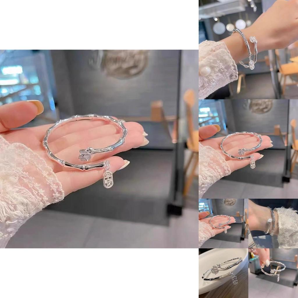 Elegant Alloy Lotus Bamboo Bracelet Stylish High-end Bangle Summer 2024 Jewelry