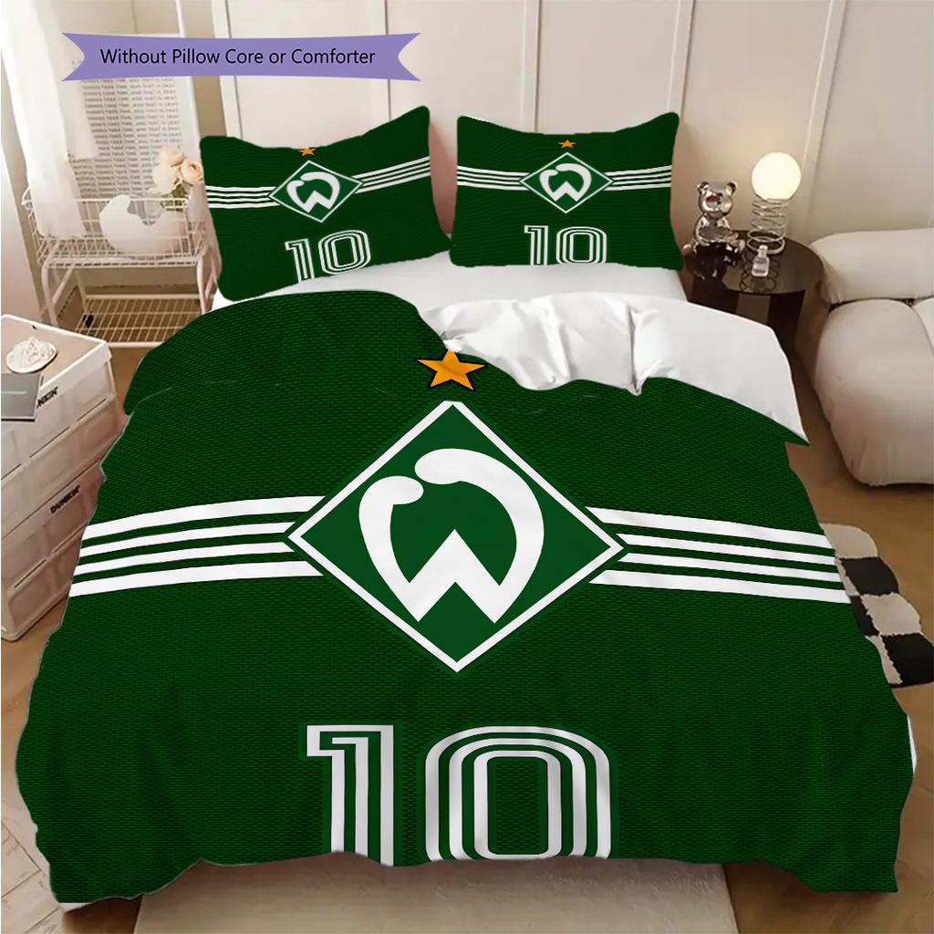 SV Werder Bremen Vzorované povlečení Sada prošívaných dek a povlaků na polštáře Domácí dekorace Dárek k narozeninám (1 * povlak na peřinu + 2 * povlak na polštář, bez jádra)
