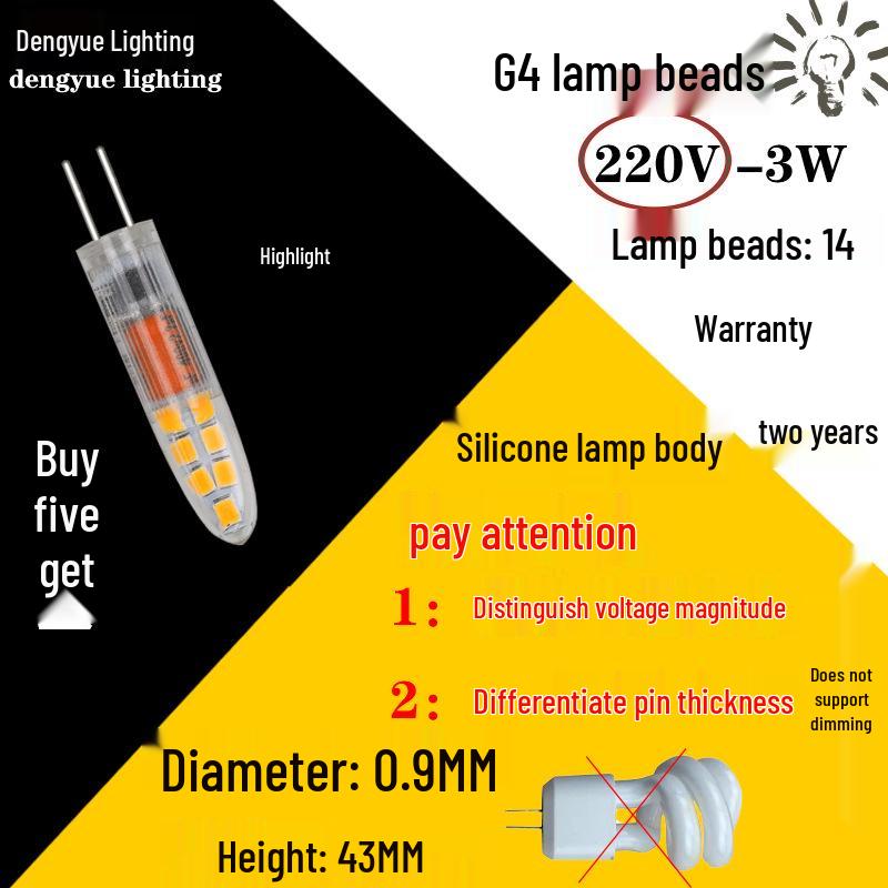 G4 12V LED High Brightness Small Bulb - Low Voltage Crystal Vanity Light
