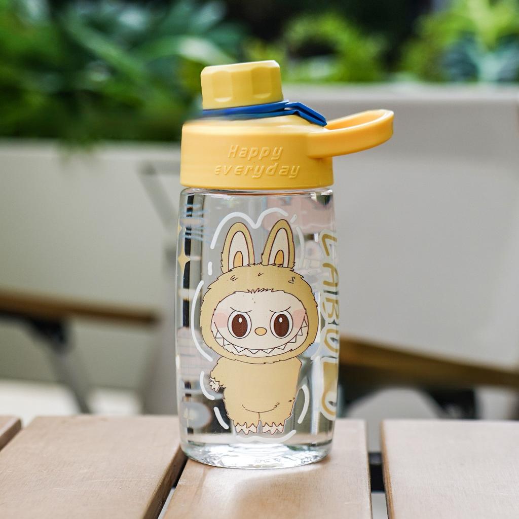 Cartoon Pattern Transparent Plastic Cup High Value Large Capacity Water Cup Anti-drop Cup Direct Drinking Rope Portable Cup