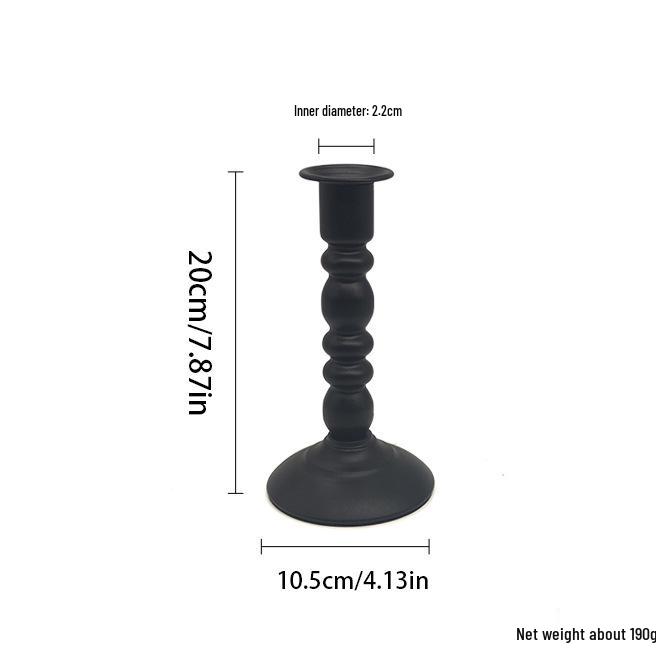 American Retro Black Wrought Iron Roman Column Candlestick for Dining Table Decoration