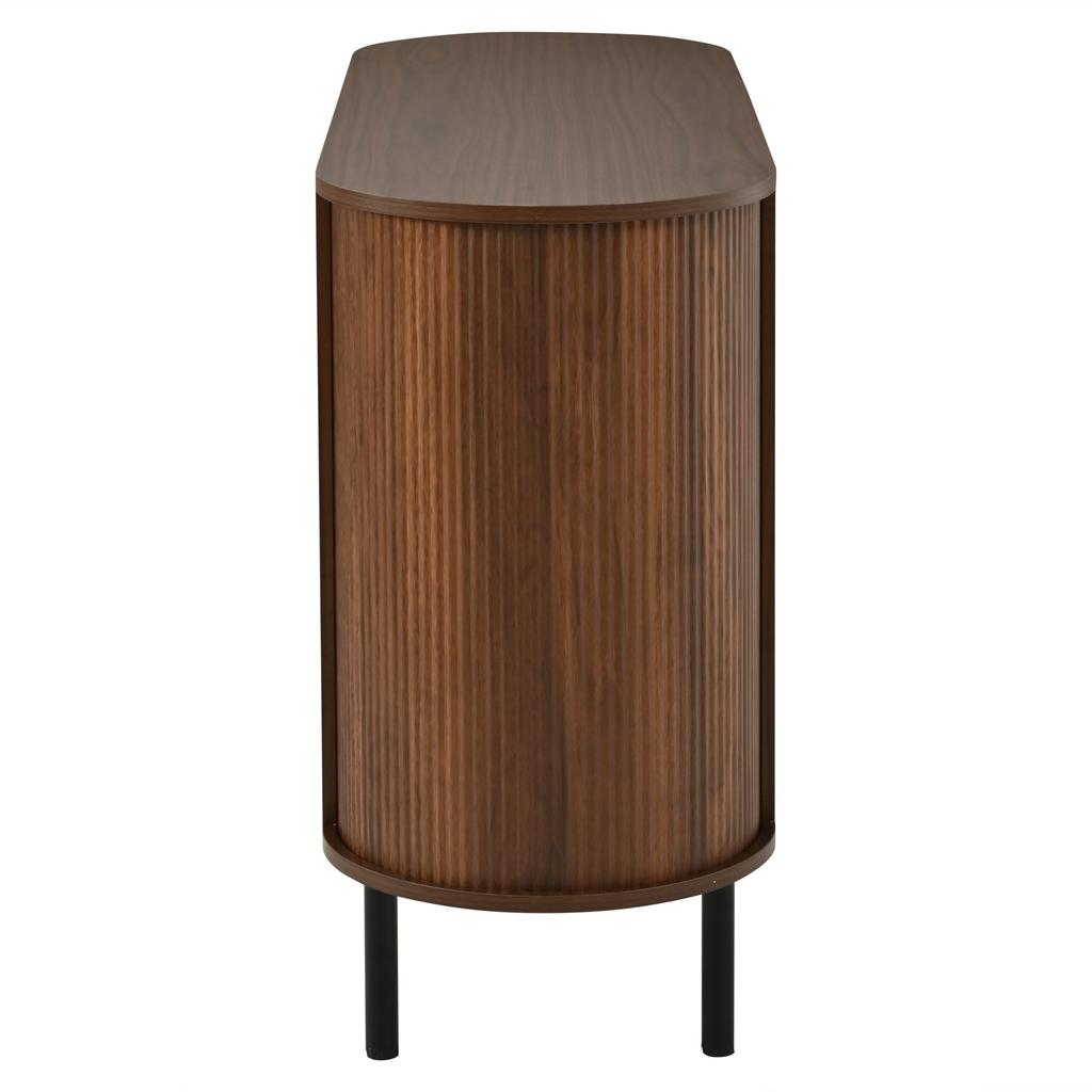 120x40x80cm Sideboard,Storage Cabinet ,Walnut Wood Colour Open Fence Construction for Living and Dining Room,Adjustable Metal Legs,MDF Material