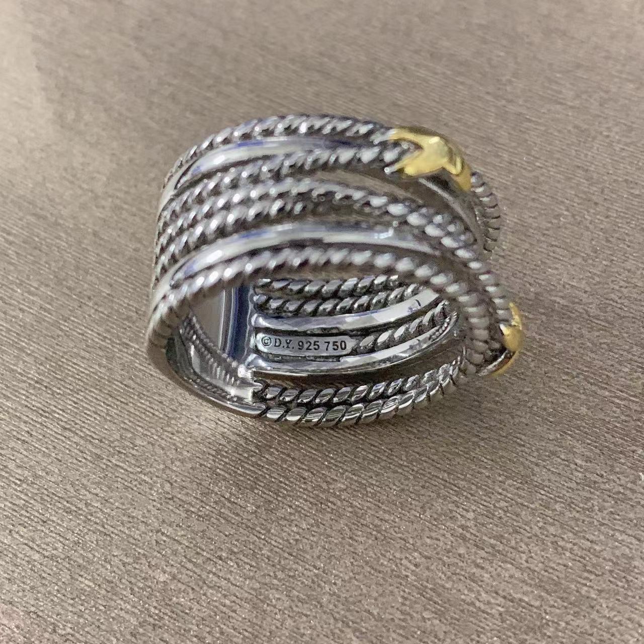 David BYurman double X button line ring European and American popular retro cross X ring wish cross-border e-commerce eba No. 6