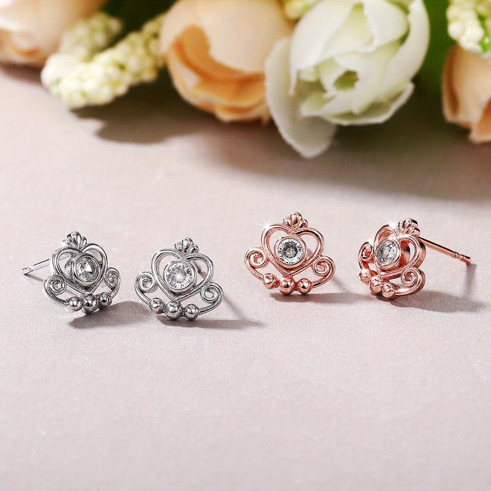 1 Pair of Crown Earrings, Simple, Fresh and Stylish