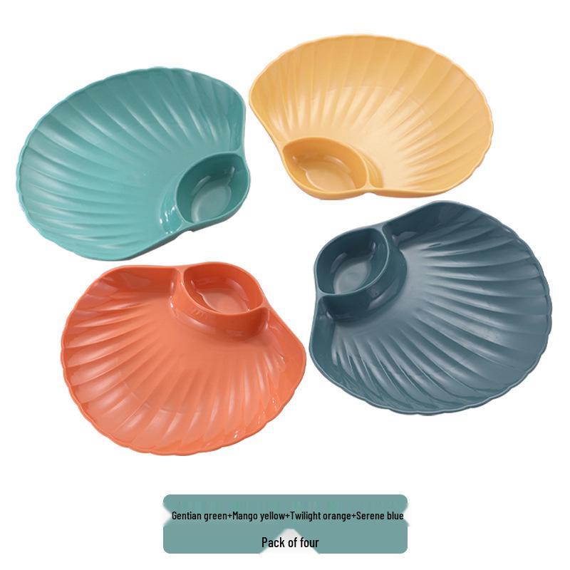 

Тарелка для пельменей с отделениями для соуса - Прочный пшеничный пластик, Креативная тарелка для фруктов и хранения в ресторанном стиле.