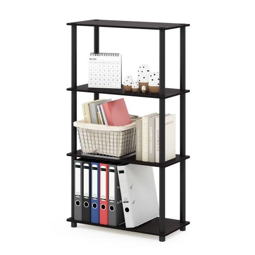 Furinno Turn-N-Tube Open Shelving Unit, Multipurpose Display Rack, 4 Tiers, 59.9(W) X 29.7(D) X 109.9(H)cm, Color: Dark Walnut [Officially Imported Fr