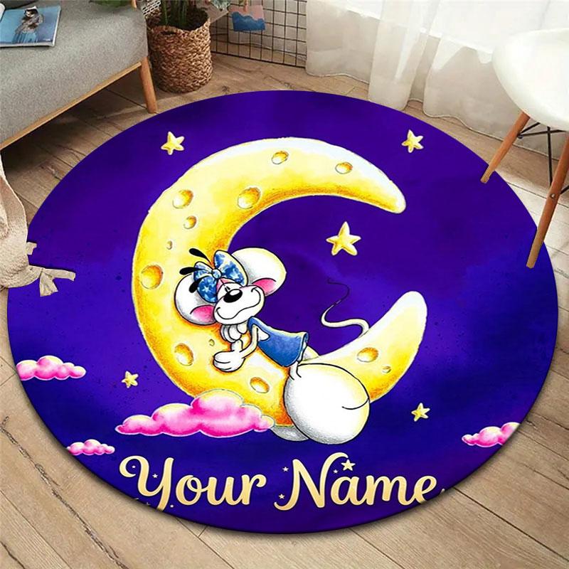 Diddl Custom Name Round Area Rug,Carpet Rug for Living Room Bedroom Sofa Playroom Decor,Non-slip Floor Mat