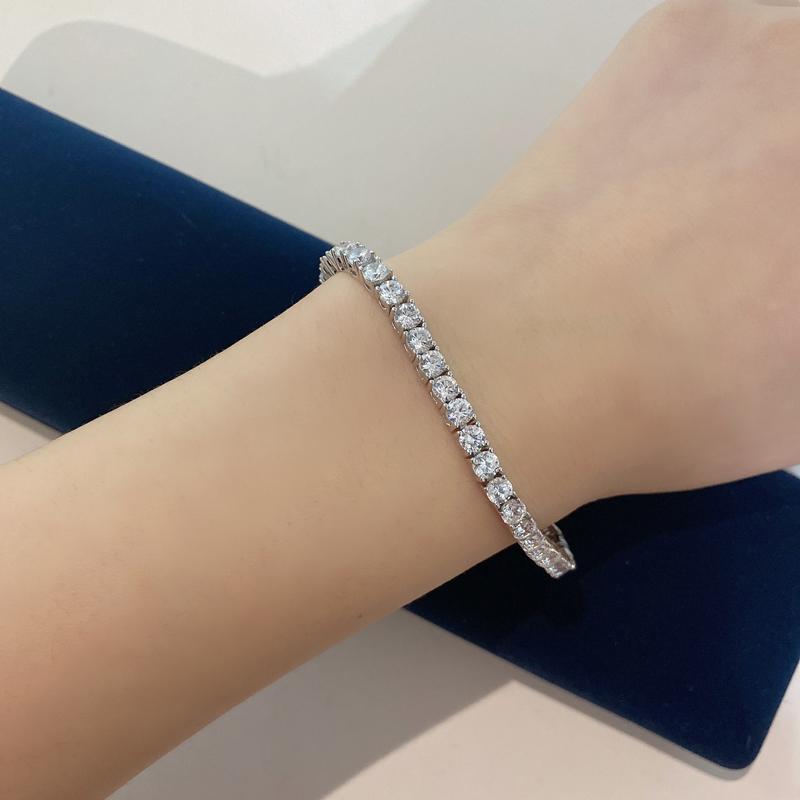 OEVAS 3mm High Carbon Diamond Tennis Bracelet S925 Silver Plated Gold Lab Diamond Bracelet Fine Jewelry