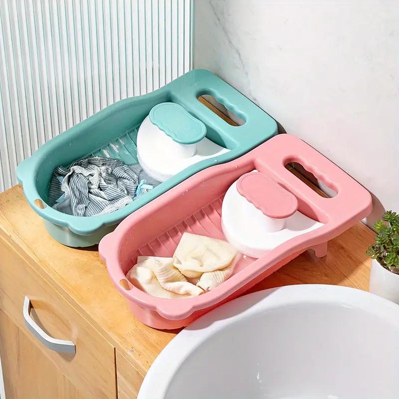 1pc Mini Portable Thickened Plastic Washboard Basin - Perfect for Hand Washing Delicates, Socks, and Underwear - Compact Laundry