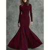 IHUASU Women's  Long Sleeve High Neck Fashion Autumn Winter Casual Dresses Elegant