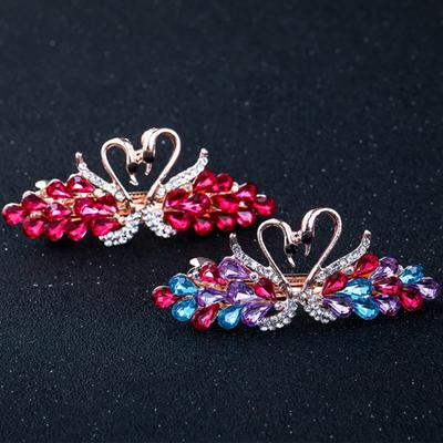 Glänzende Strasssteine Elegante Haarspange Glänzender Schwan Damen Haarspange Haarstyling Zubehör