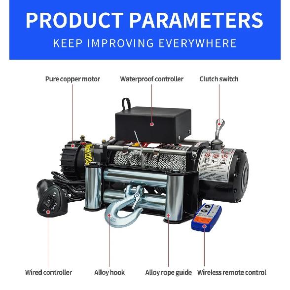 Small Electric Winch for Warehouse Use 9500lbs Pull Capacity for Boat Car 12V 24V 48V 4x4 Anchor for Car Warehouse Use