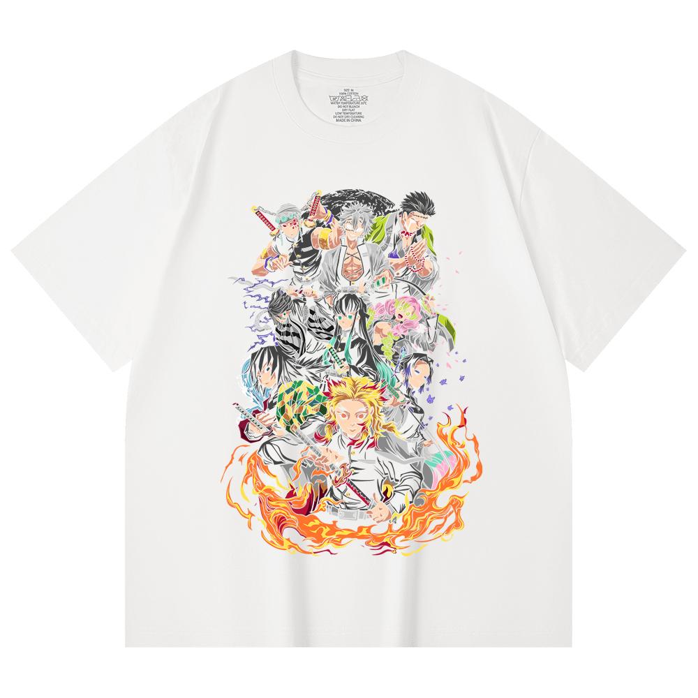 230 Gsm 100% Cotton Demon Slayer V61 Hashiras Print Unisex Heavy Cotton T Shirt