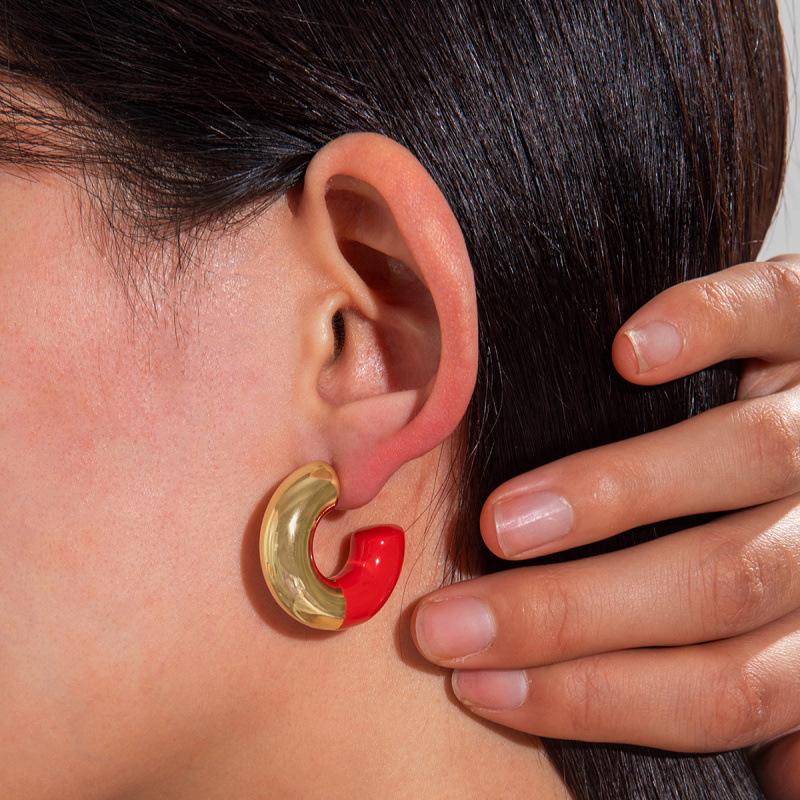 Maillard Retro Earrings French Ear Buckles Women's Simple Metal Wind Earrings
