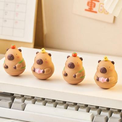 Cute Resin Capybara Ornament Hard Resin Animal Figurine Capybara Toy for Desk or Bookshelves Decoration