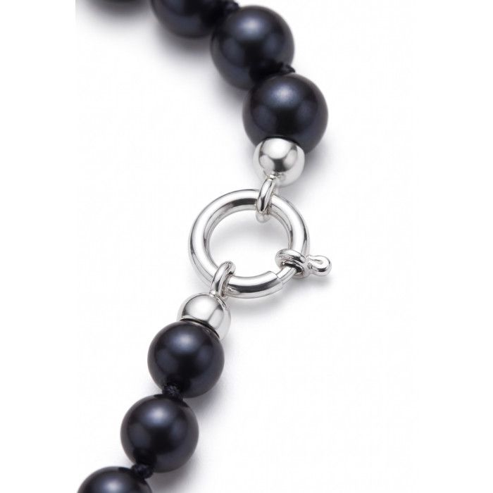 Collier - Pearls & Colors - Perle de Culture d'Eau Douce AAA+ - Noire - 42 cm - Argent Massif