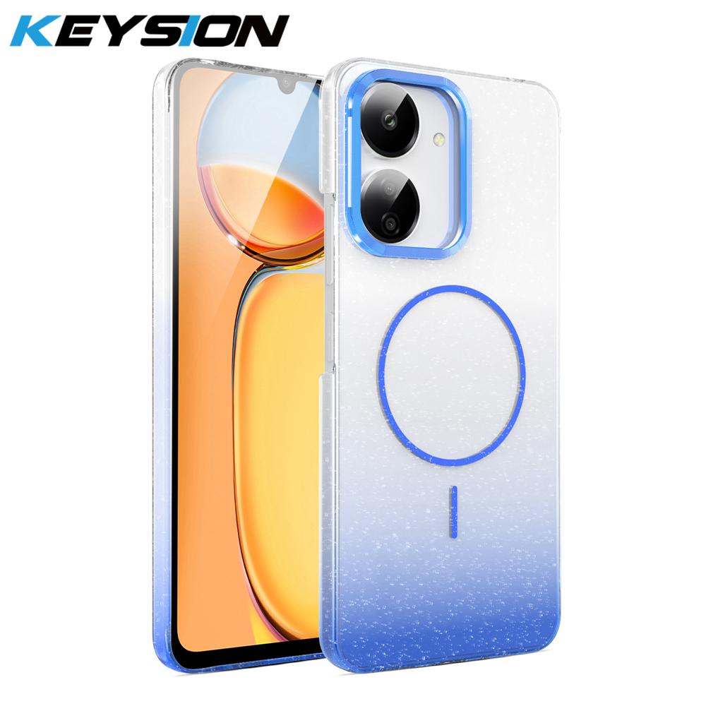

KEYSION Luxury Gradient Glitter Magnetic Phone Case for Redmi 13C 4G 5G Hard PC Shockproof Back Cover for Xiaomi POCO C65 for Redmi 13C синий