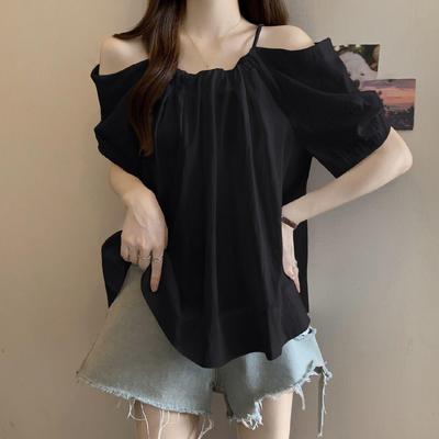Plus Size One-Shoulder Short Sleeve Camisole Top - Slimming & Versatile Fashion for Women, Summer Arrival