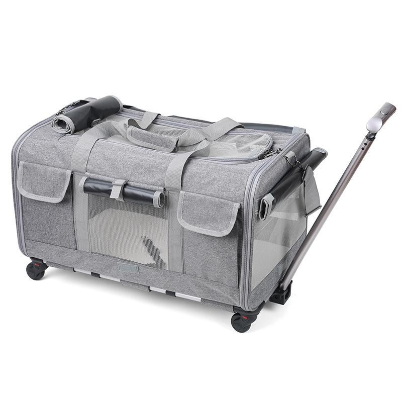 

Pet Carrier with Wheels for Dogs/Cats Large Capacity Pet Trolley Bag Breathable Rolling Cat Carrier Foldable Cat s Stroller серый