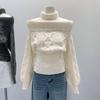 2026 Women's Elegant Slim Fit One-Shoulder Cable Knit Sweater - French Retro, Soft Texture, Christmas Edition