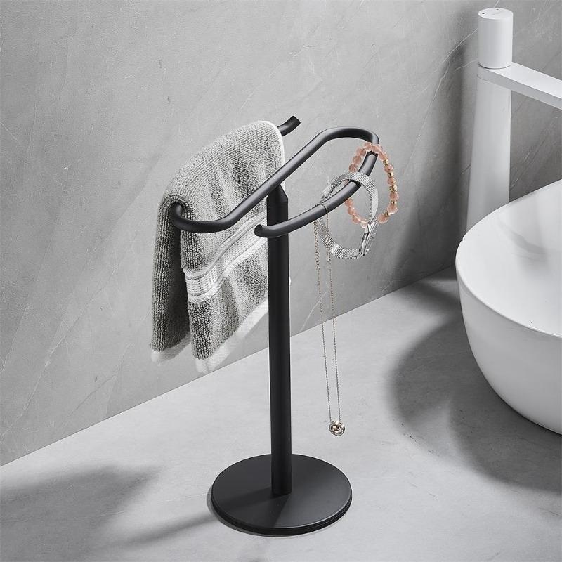 Metal Countertop Hand Towel Holder Double Sided Stand for Bathroom and Vanity Hand Towels and Small Guest Towels Counter